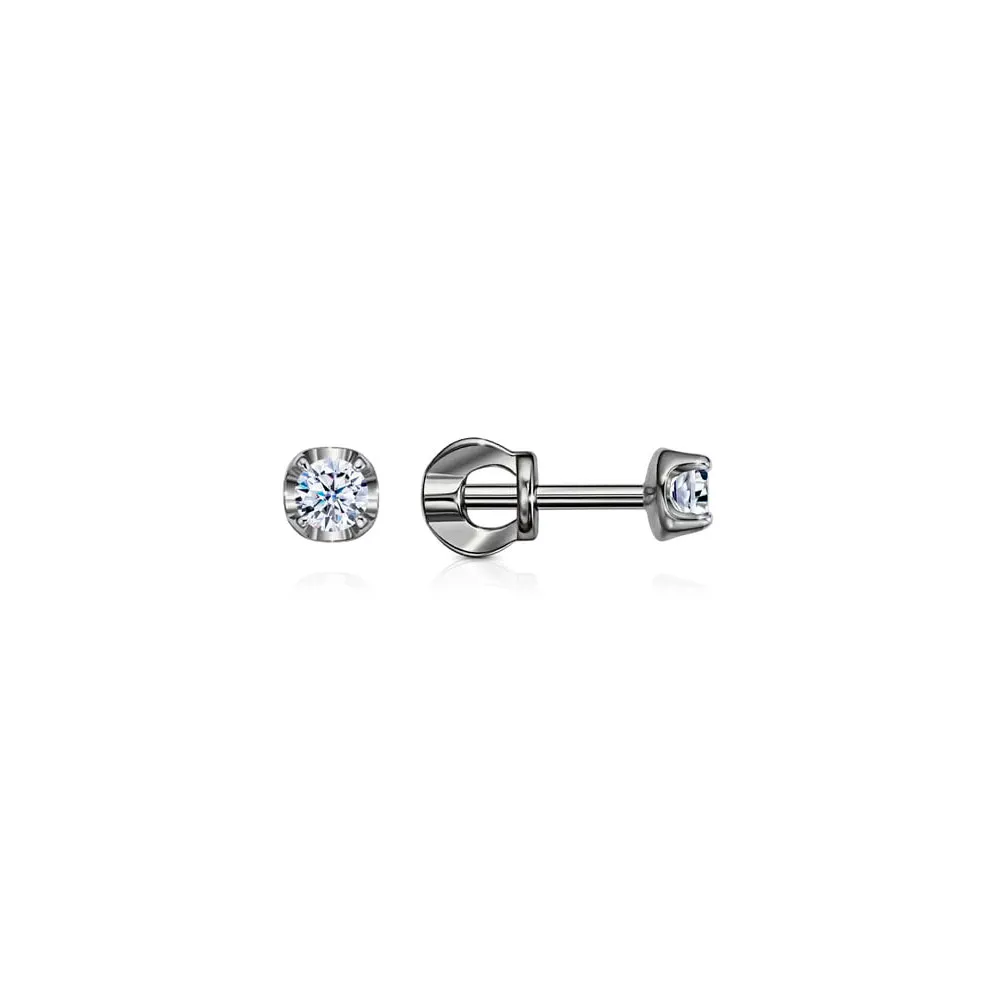 Cercei Pusete din aur alb cu Cubic Zirconia Incolor