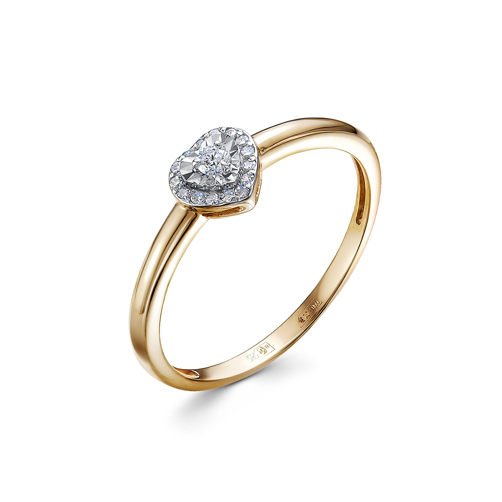 Кольцо из красного золота с камнями Бриллиант