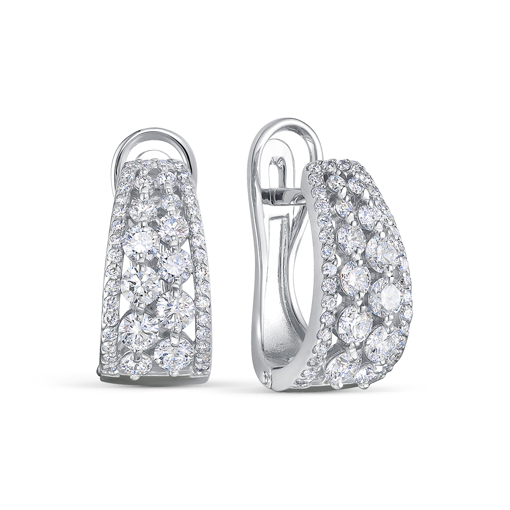 Cercei din aur alb cu pietre Diamant