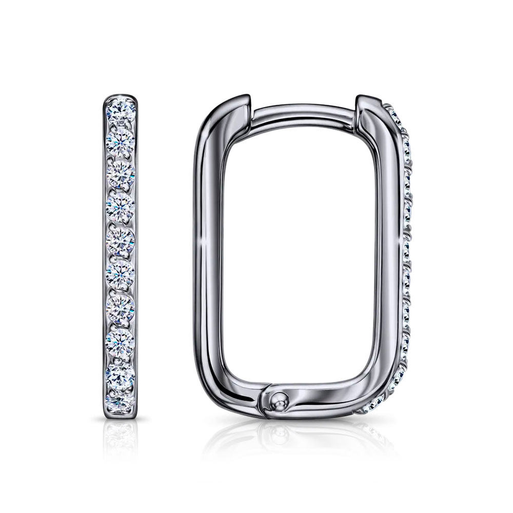 Cercei Creole din aur alb cu Cubic Zirconia Incolor