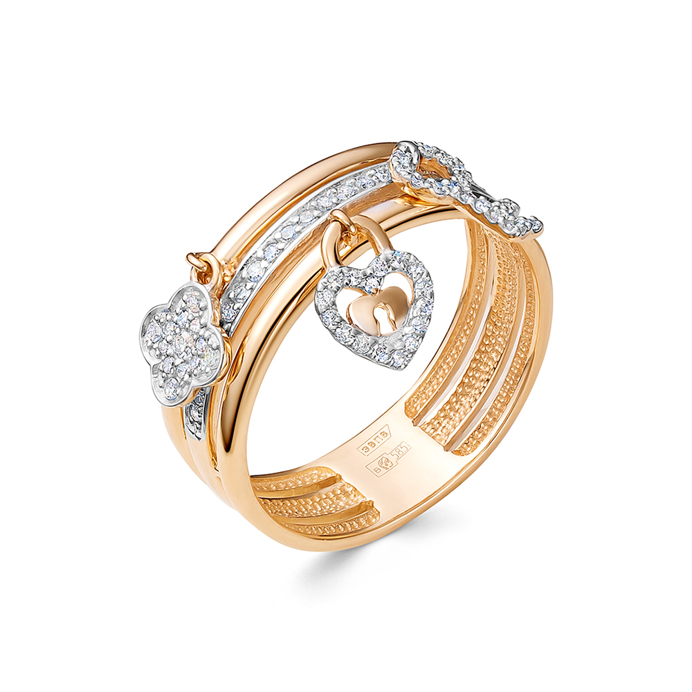 Inel din aur roșu cu pietre Diamant