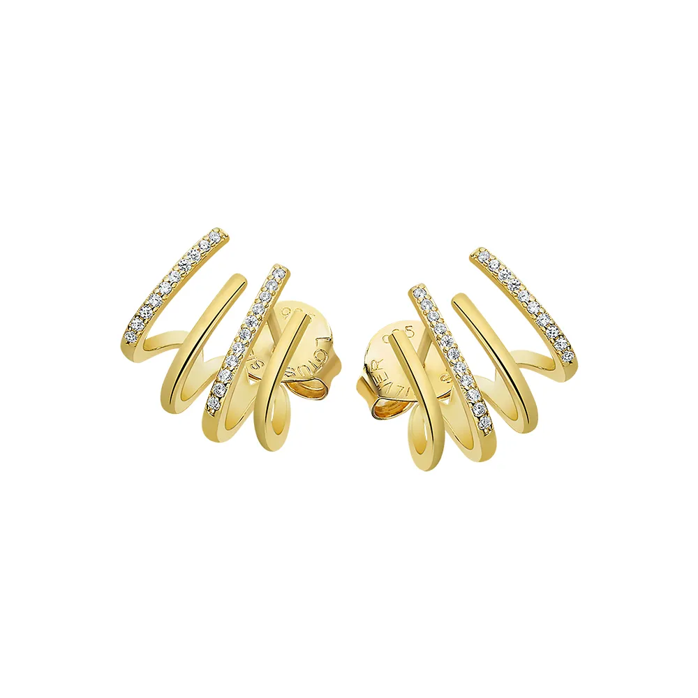 Cercei Pusete din argint placat cu aur  cu Cubic Zirconia Incolor