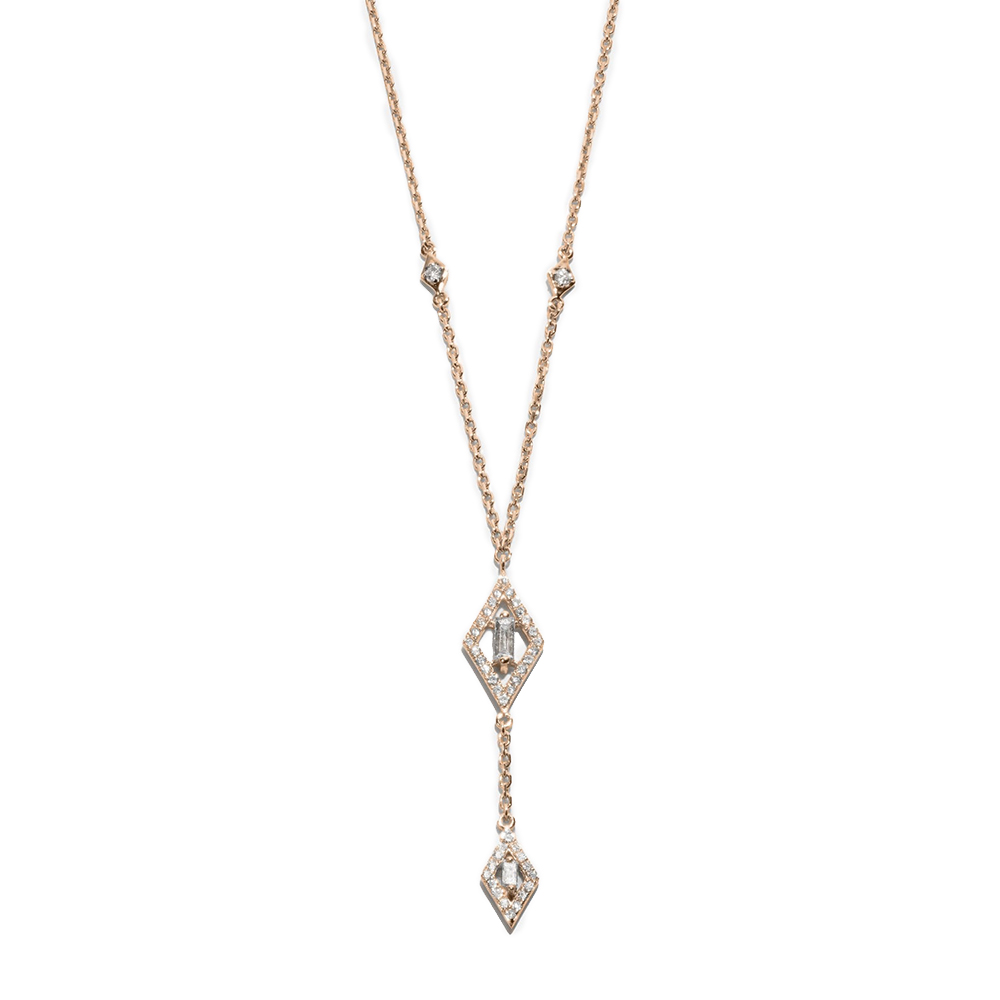 Colier din aur roz cu pietre Diamant