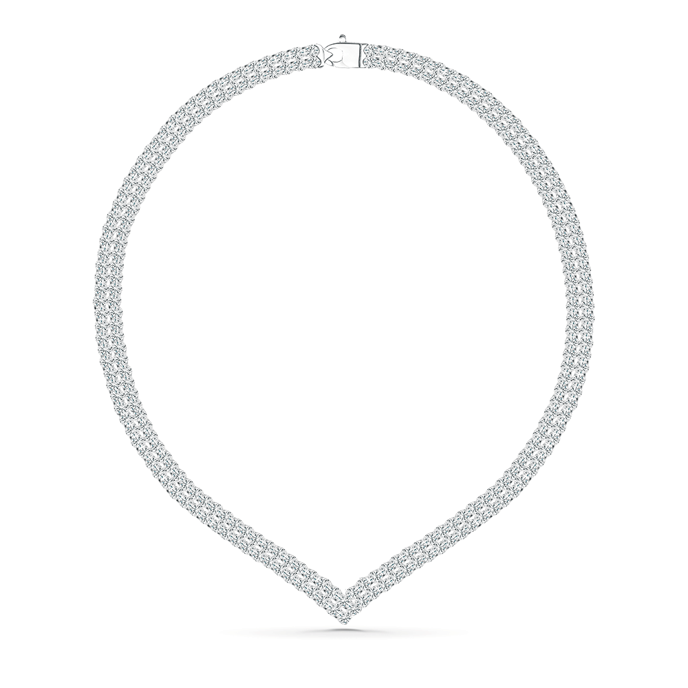 Колье из белого золота с камнями Swarovski