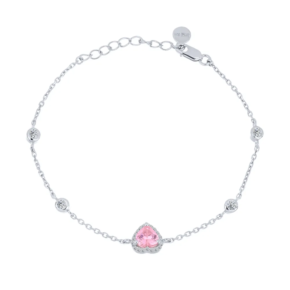 Brățară Love din argint cu Cubic Zirconia Incolor, Cubic Zirconia Roz