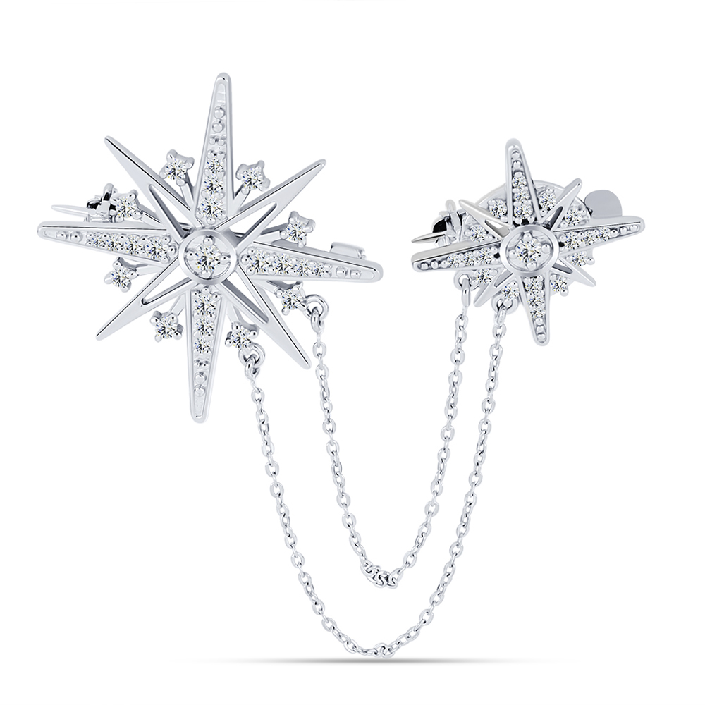 Broșă din argint  cu pietre Cubic Zirconia Incolor