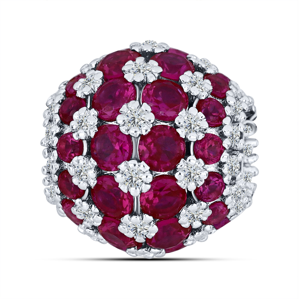 Pandantiv din argint  cu pietre Cubic Zirconia Incolor, Rubin (sint.)