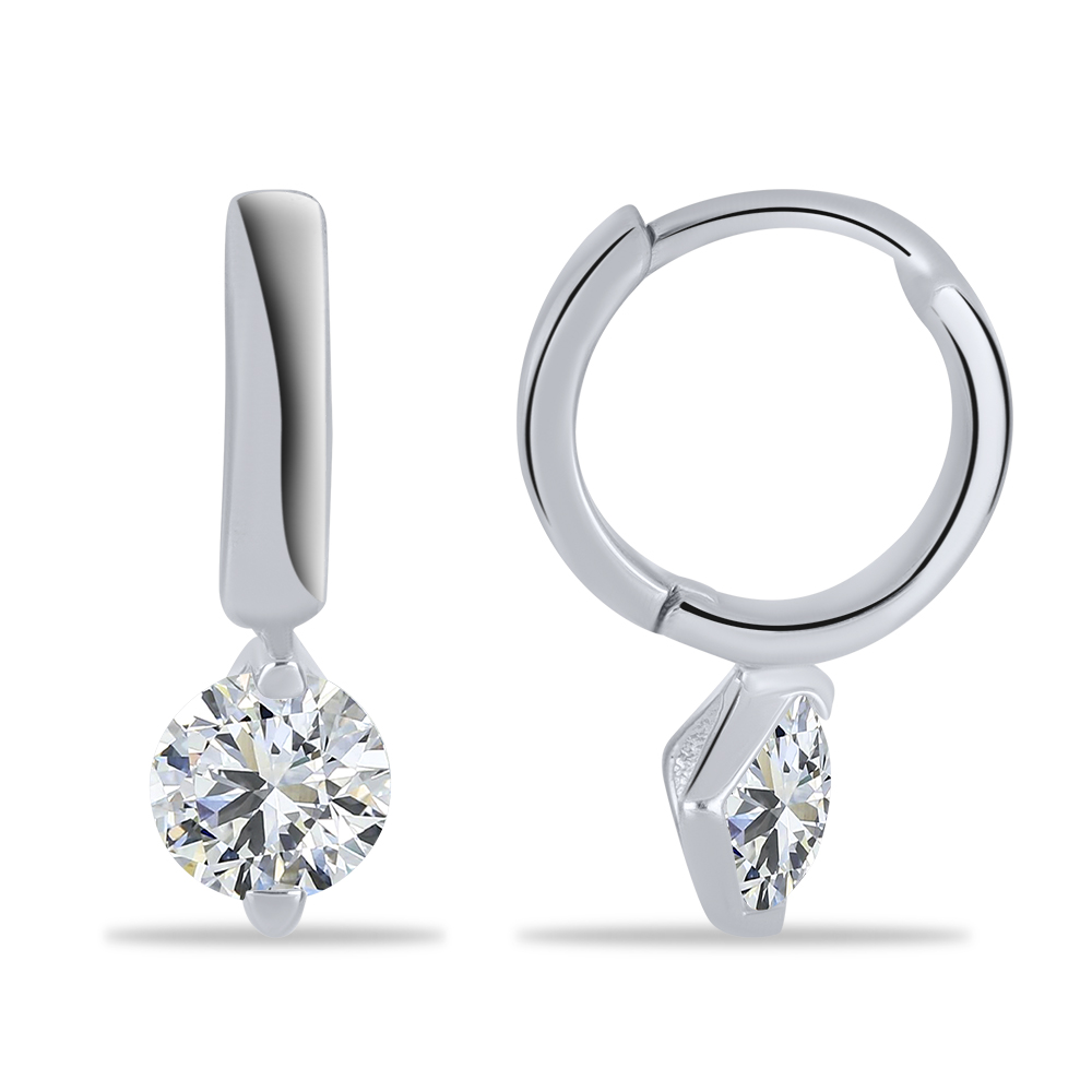 Cercei Creole din argint  cu pietre Cubic Zirconia Incolor