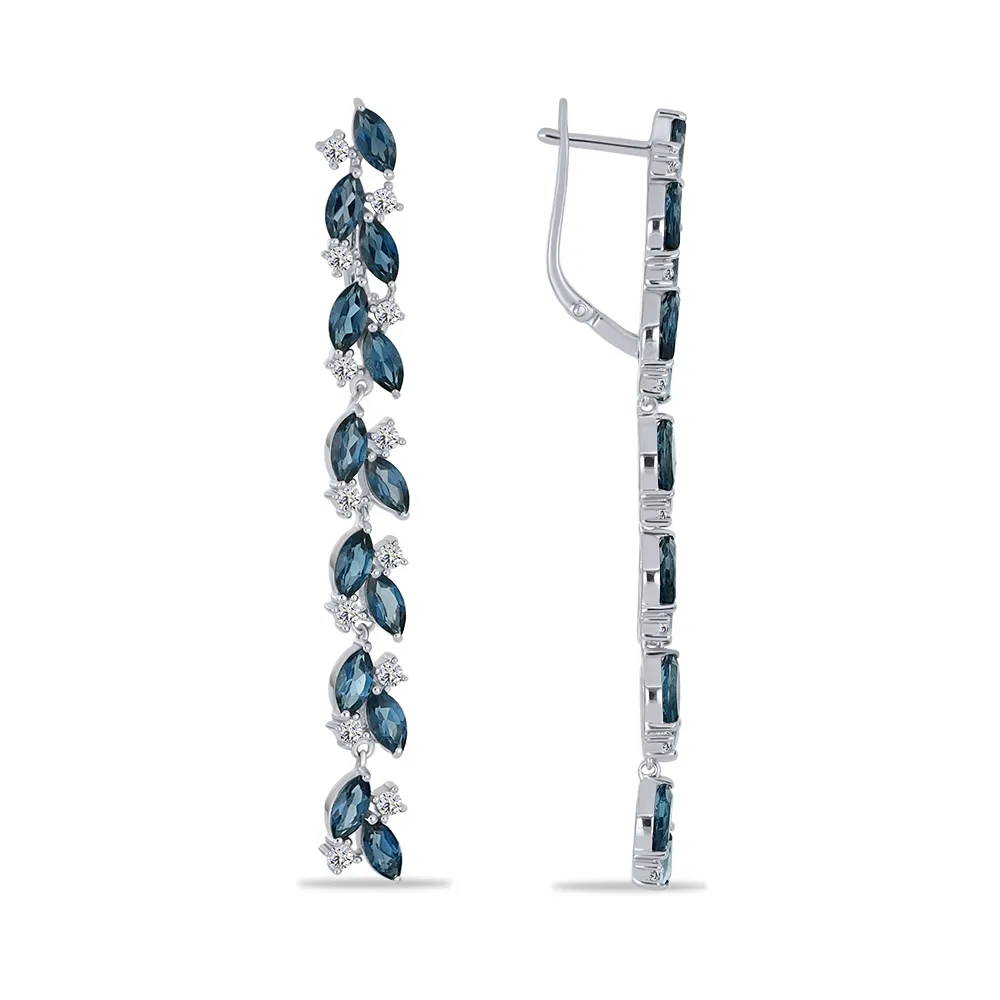 Cercei Suspendați din argint cu Cubic Zirconia Incolor, Topaz London
