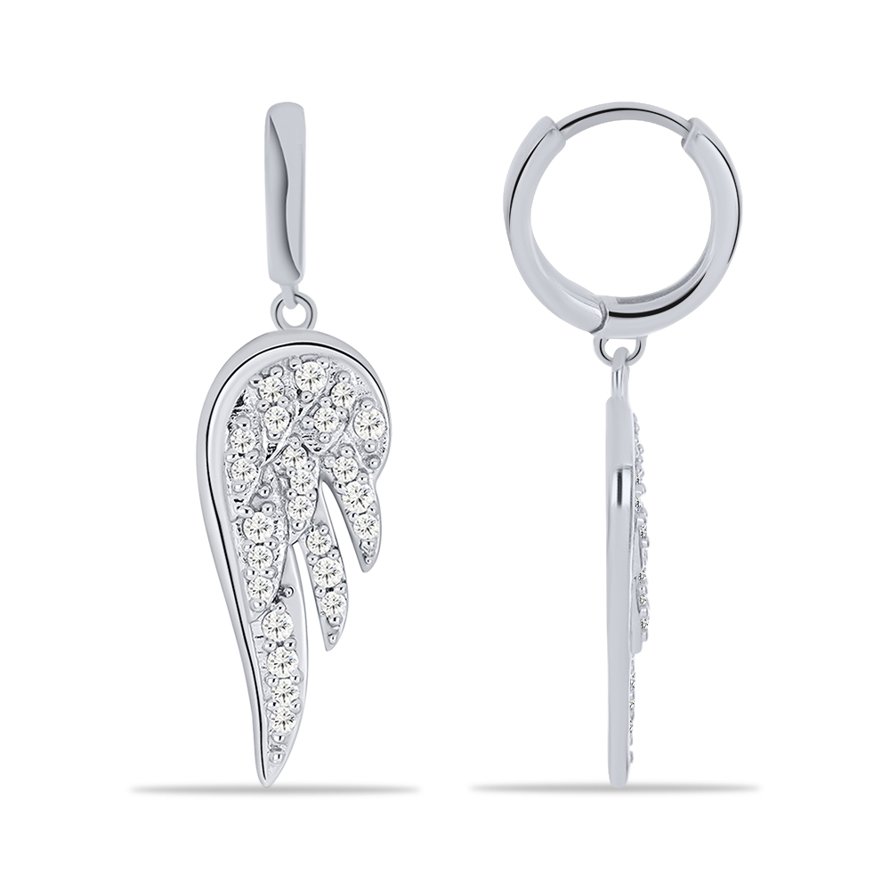Cercei Creole din argint  cu pietre Cubic Zirconia Incolor