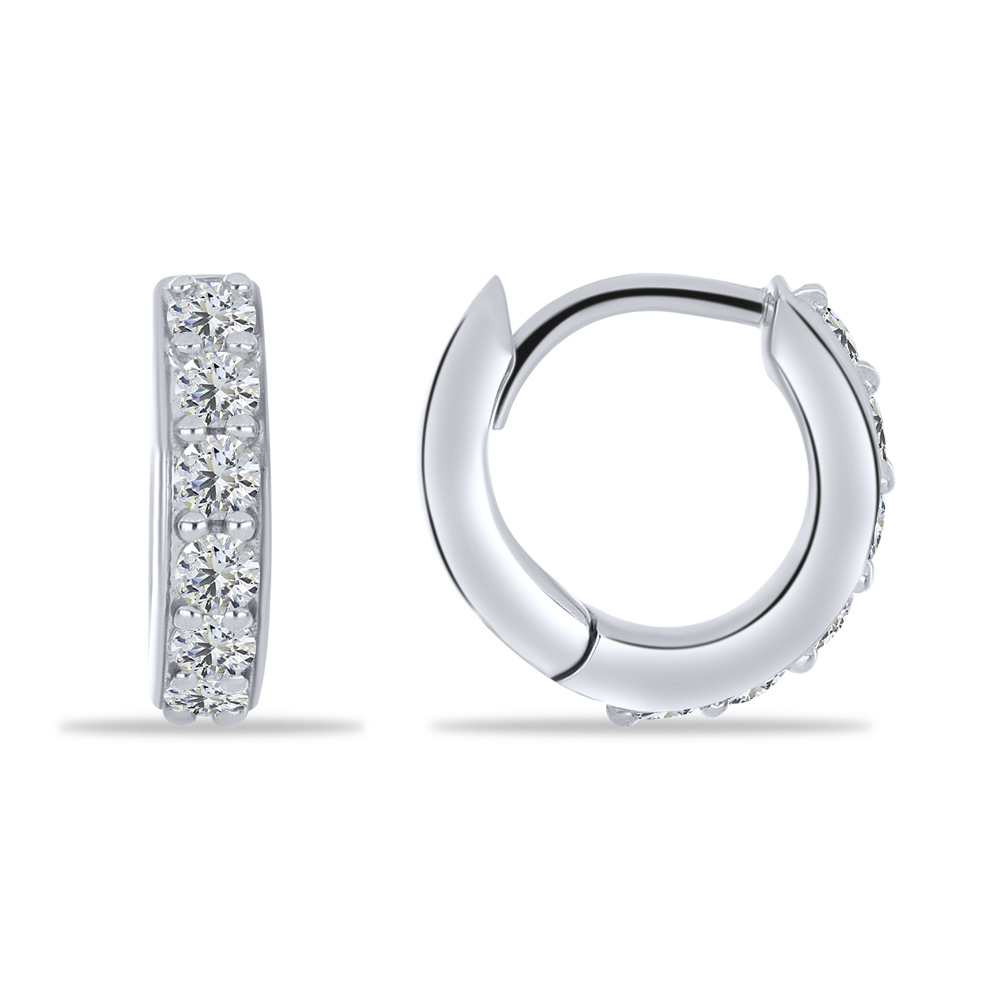 Cercei Creole din argint  cu pietre Cubic Zirconia Incolor
