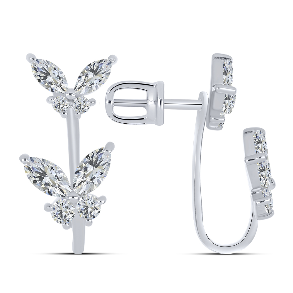 Cercei Creole din argint  cu pietre Cubic Zirconia Incolor