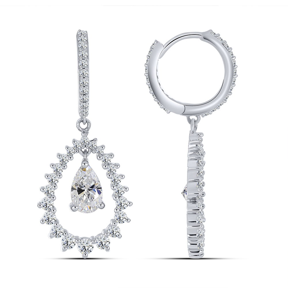 Cercei Creole din argint  cu pietre Cubic Zirconia Incolor