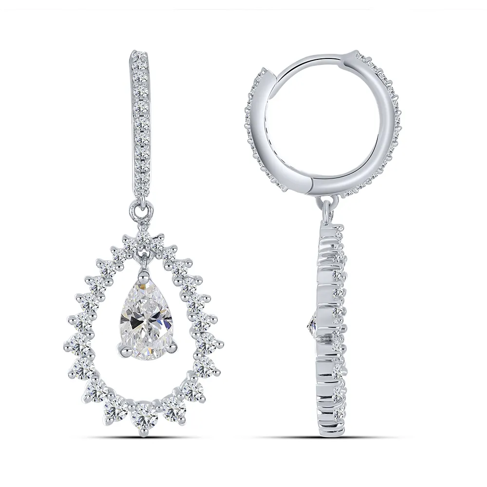Cercei Creole din argint cu Cubic Zirconia Incolor