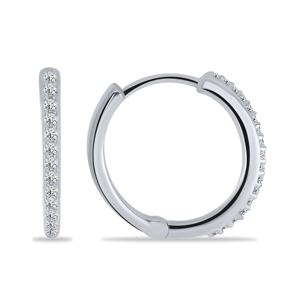 Cercei Creole din argint  cu pietre Cubic Zirconia Incolor