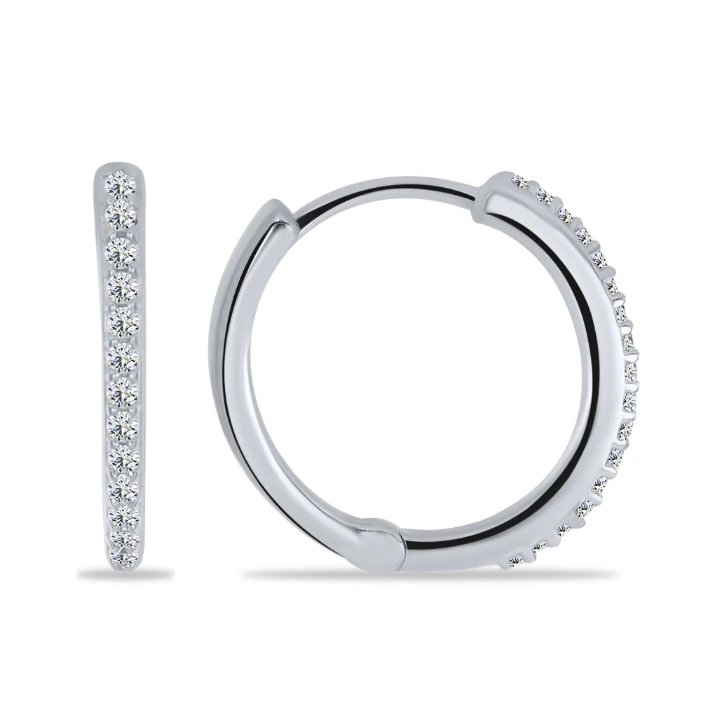 Cercei Creole din argint cu Cubic Zirconia Incolor