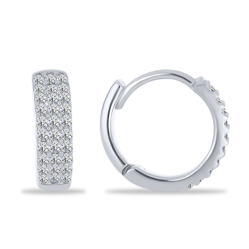 Cercei Creole din argint  cu pietre Cubic Zirconia Incolor