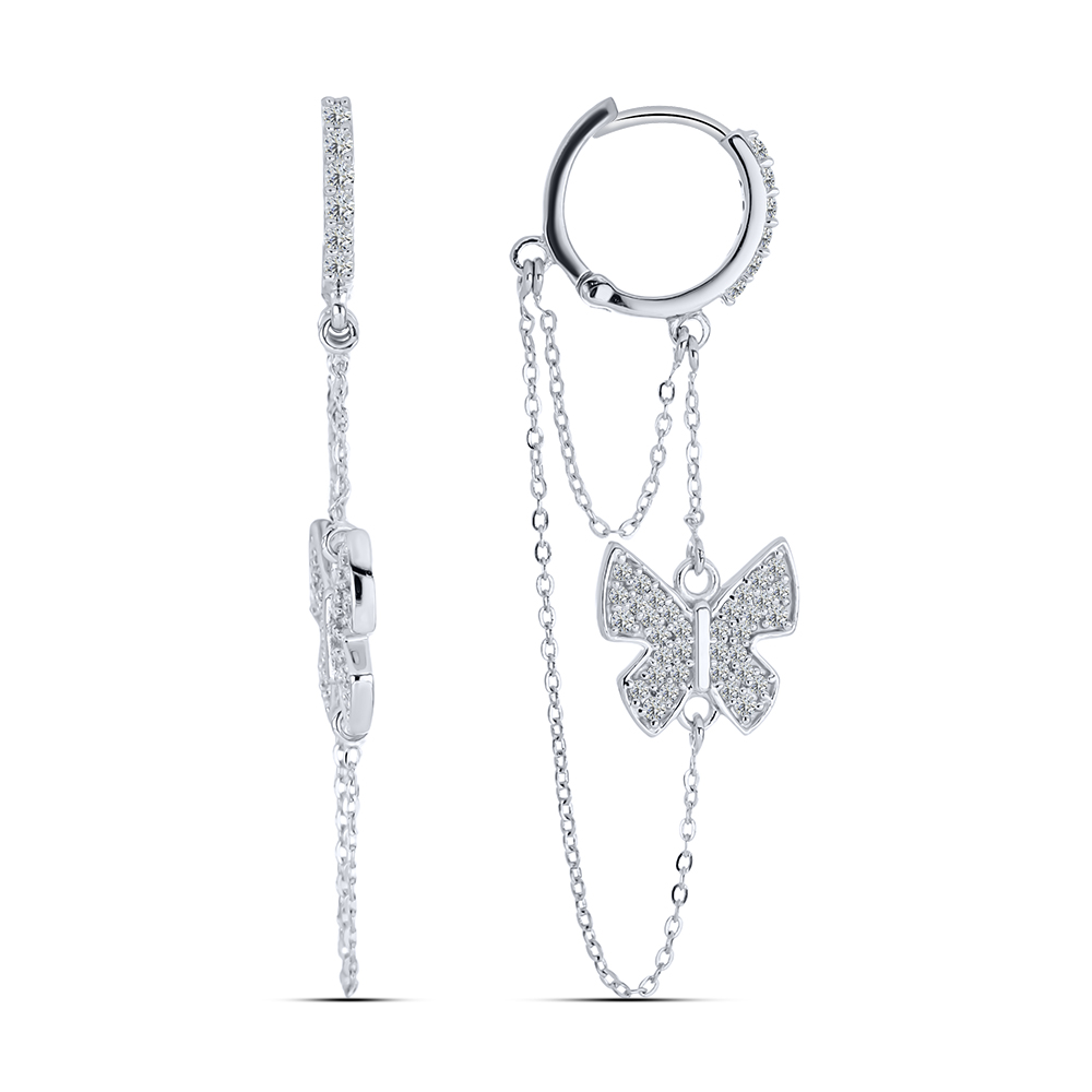 Cercei Creole din argint  cu pietre Cubic Zirconia Incolor