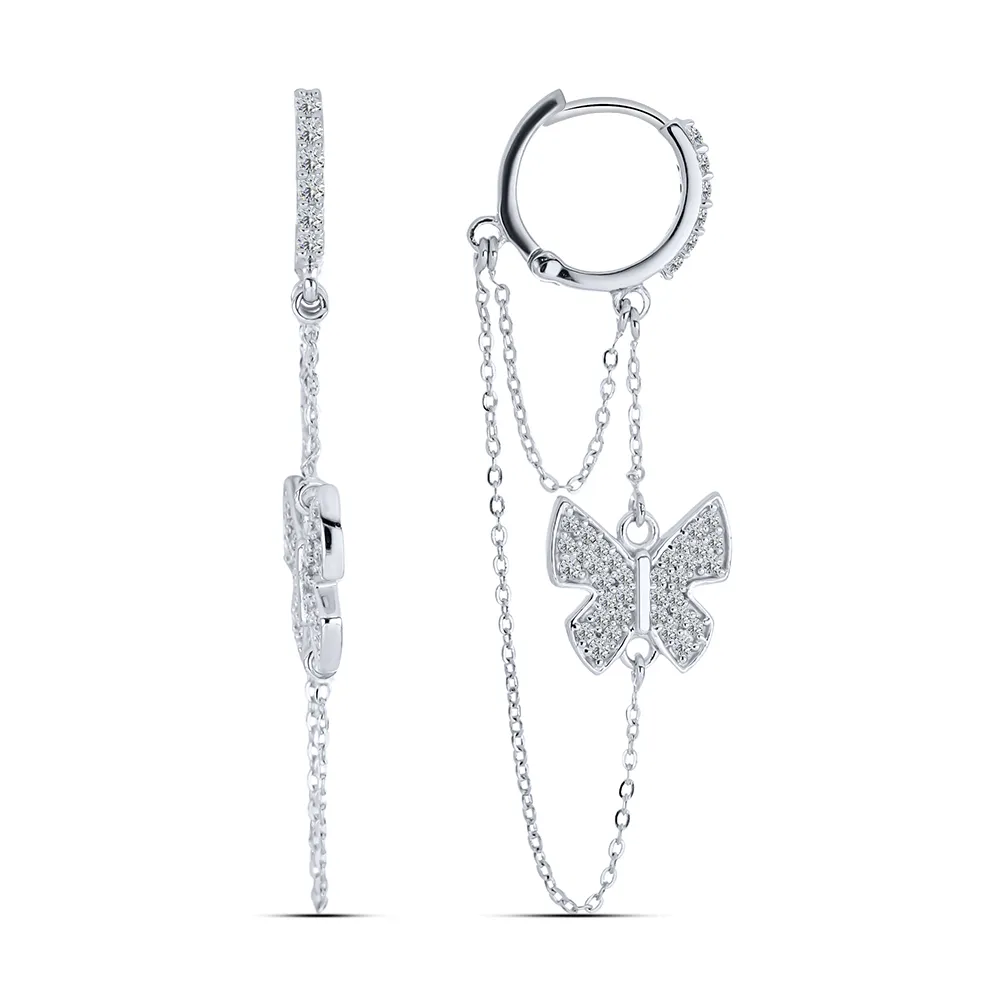 Cercei Creole din argint cu Cubic Zirconia Incolor