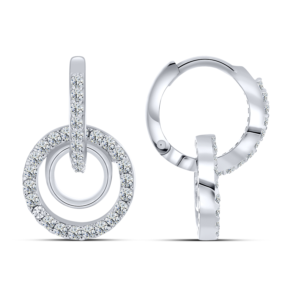 Cercei Creole din argint  cu pietre Cubic Zirconia Incolor