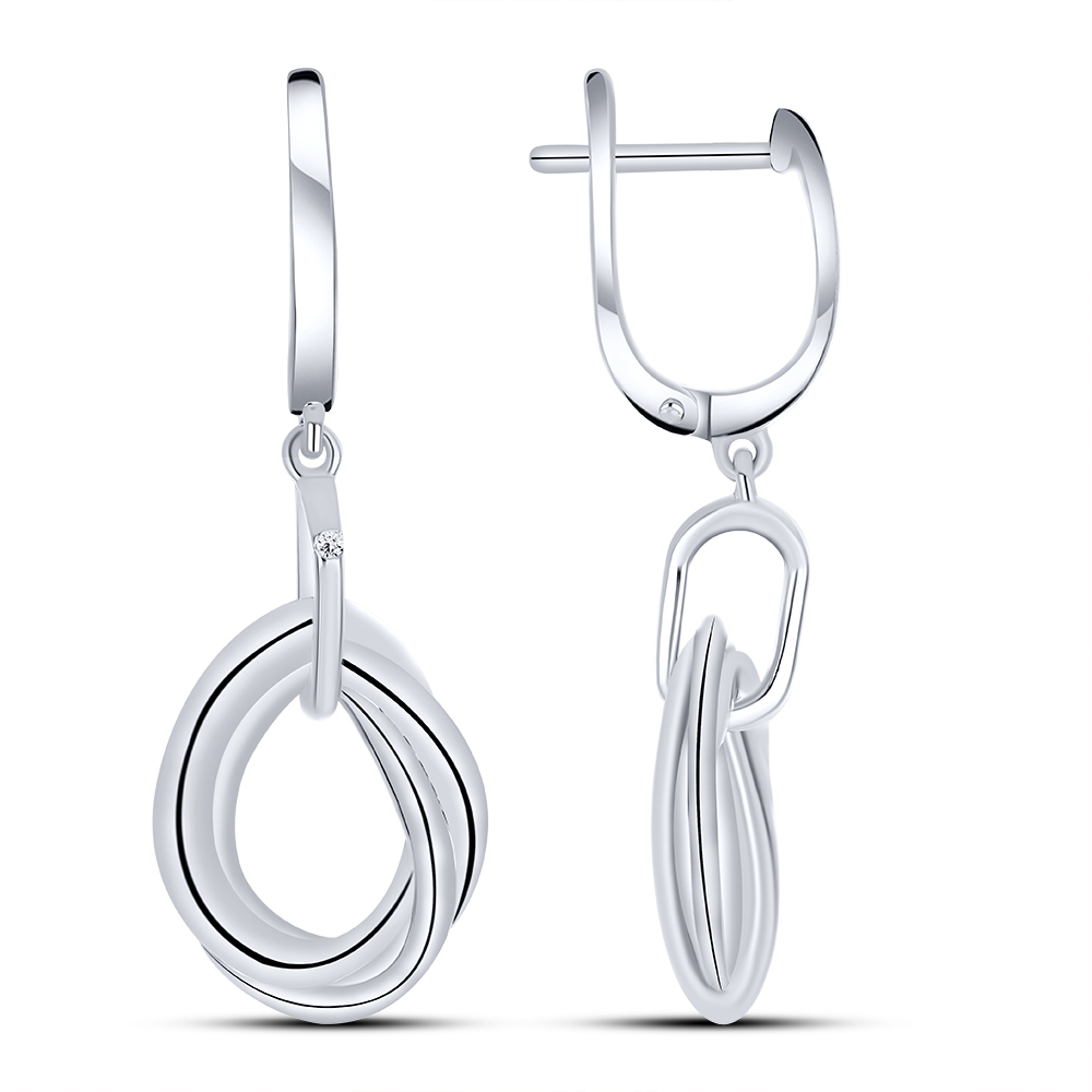 Cercei Suspendați din argint  cu pietre Cubic Zirconia Incolor