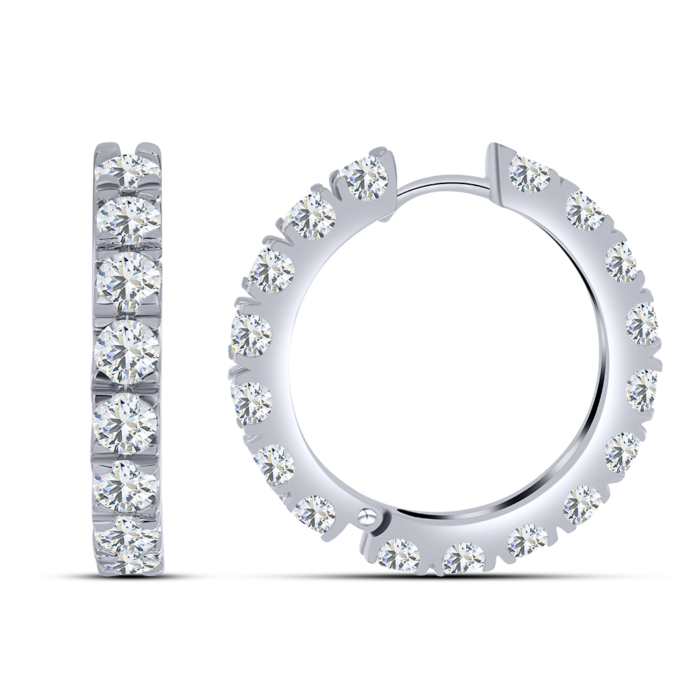 Cercei Creole din argint  cu pietre Cubic Zirconia Incolor