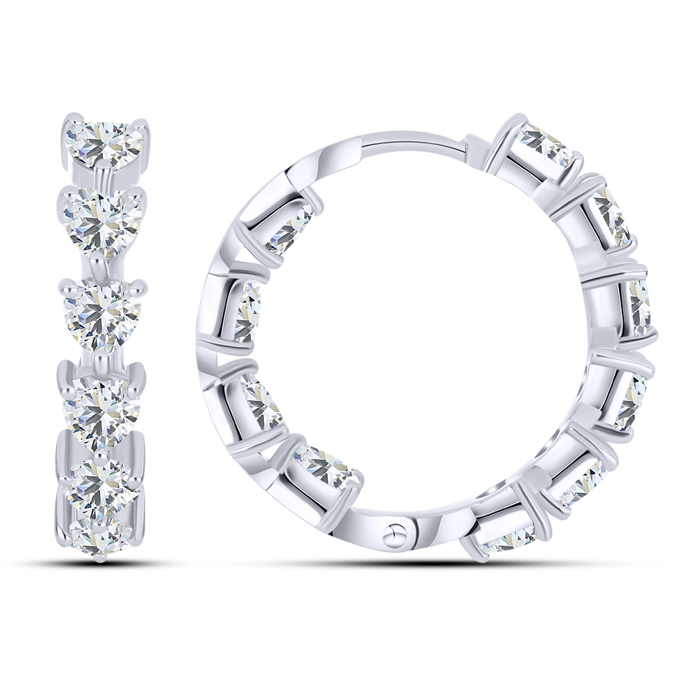 Cercei Creole din argint  cu pietre Cubic Zirconia Incolor