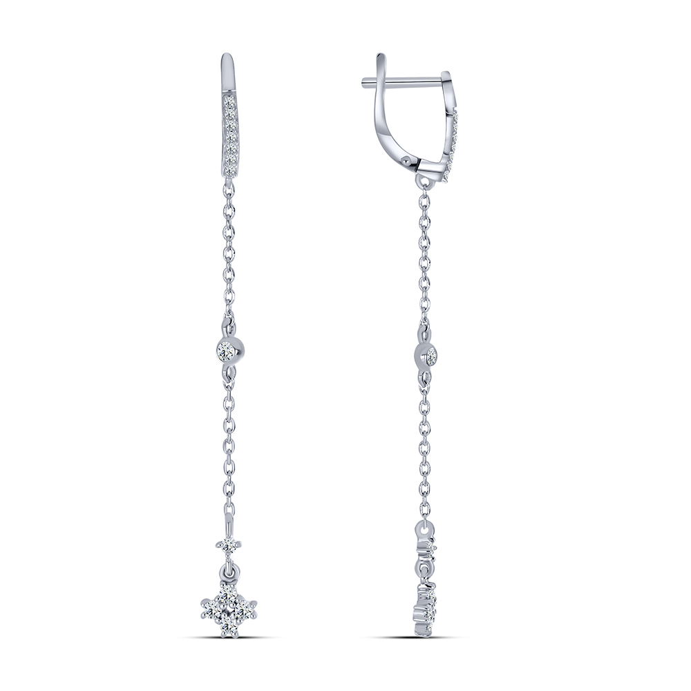 Cercei Suspendați din argint  cu pietre Cubic Zirconia Incolor