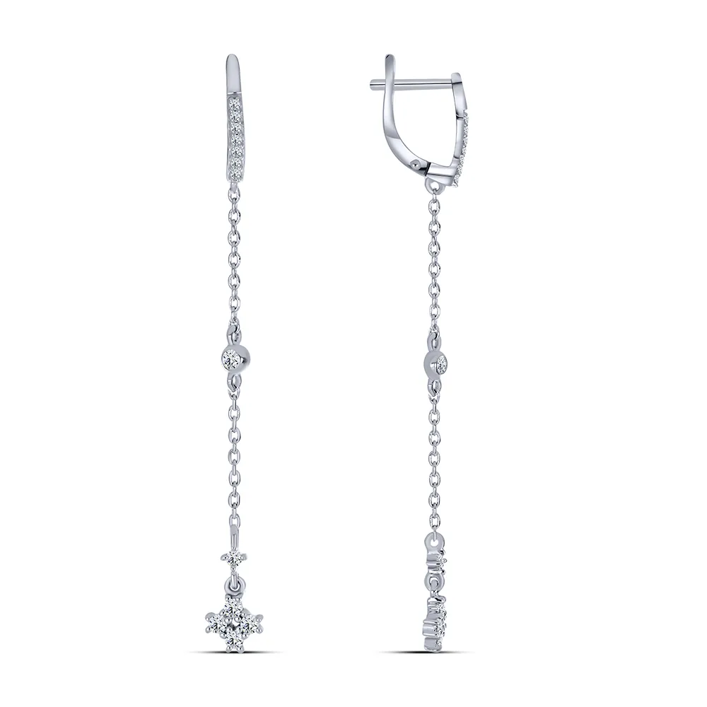Cercei Suspendați din argint cu Cubic Zirconia Incolor