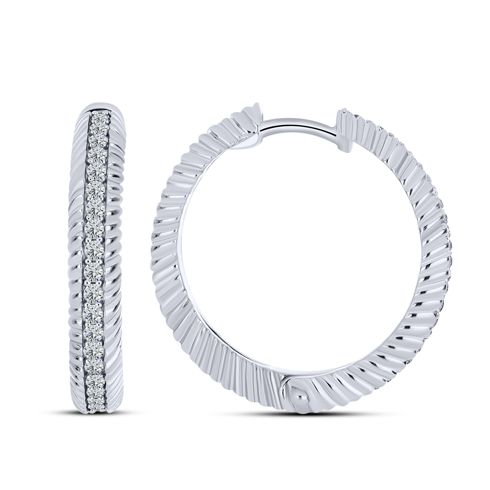 Cercei Creole din argint  cu pietre Cubic Zirconia Incolor