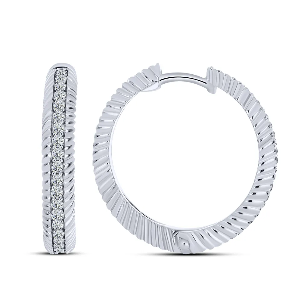 Cercei Creole din argint cu Cubic Zirconia Incolor