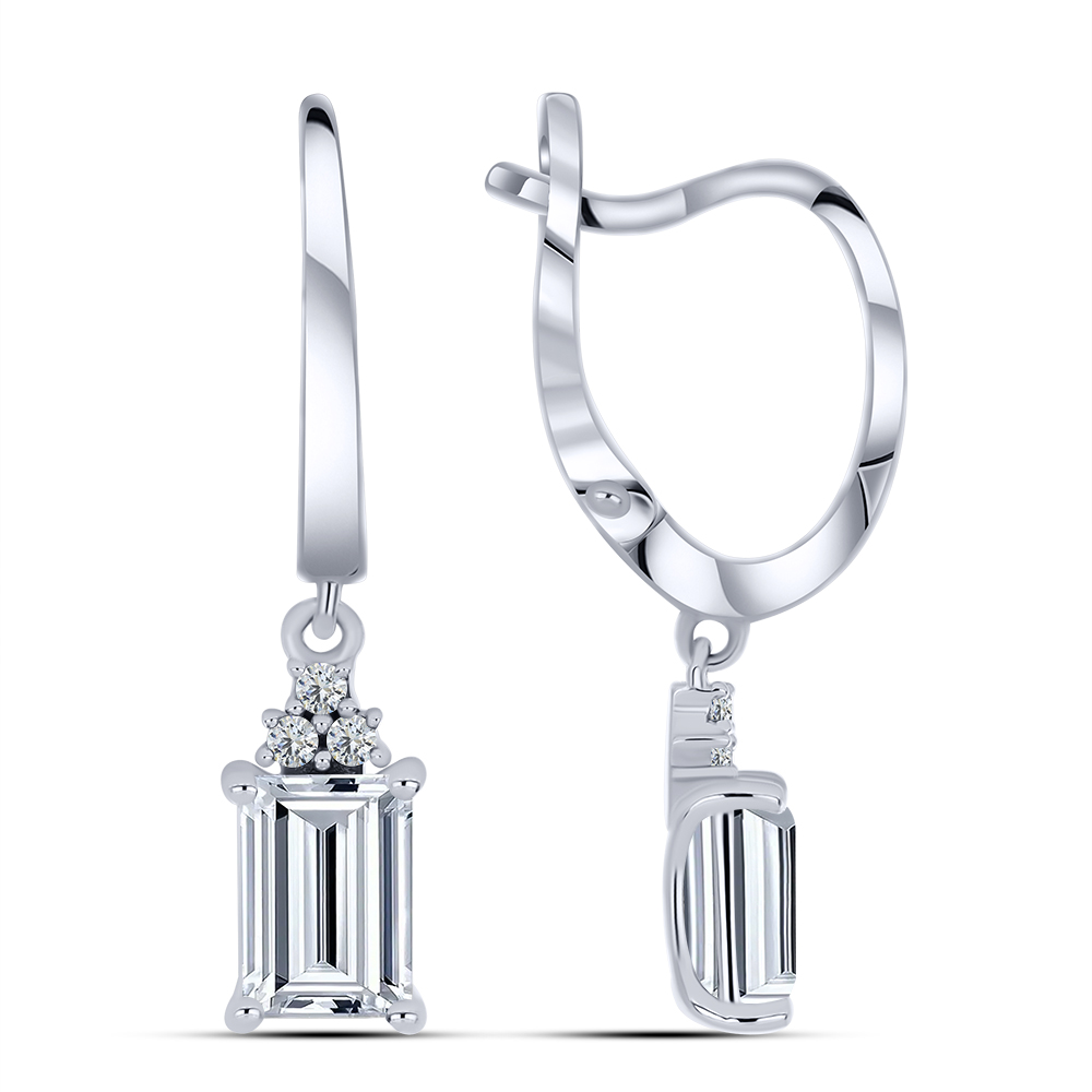 Cercei Suspendați din argint  cu pietre Cubic Zirconia Incolor, Cristal