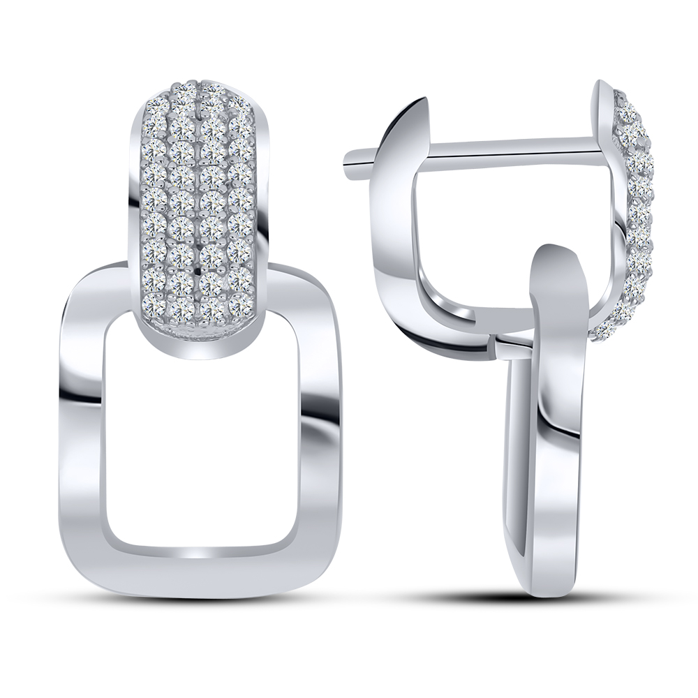 Cercei din argint  cu pietre Cubic Zirconia Incolor