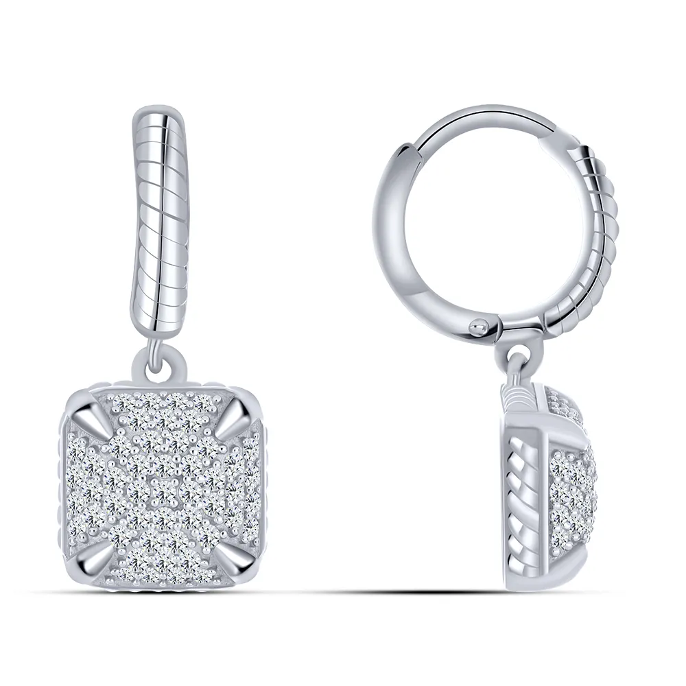 Cercei Creole din argint cu Cubic Zirconia Incolor