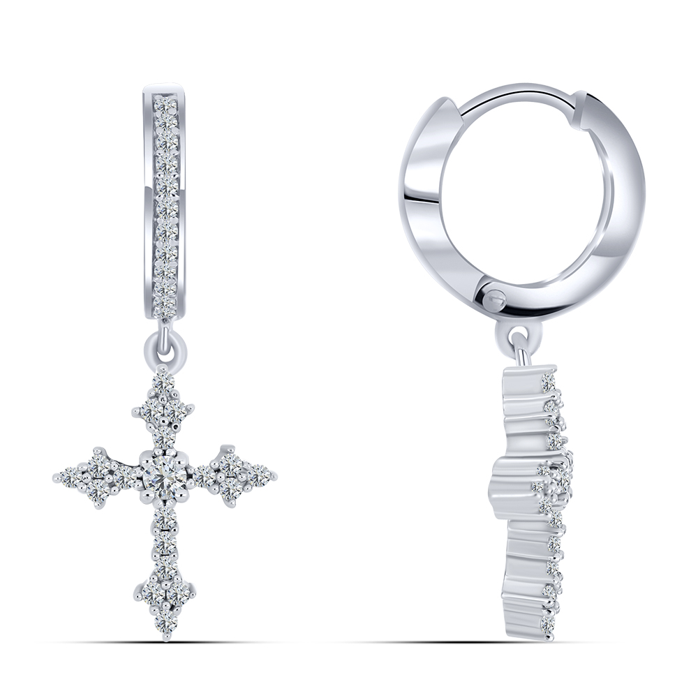 Cercei Pusete din argint  cu pietre Cubic Zirconia Incolor