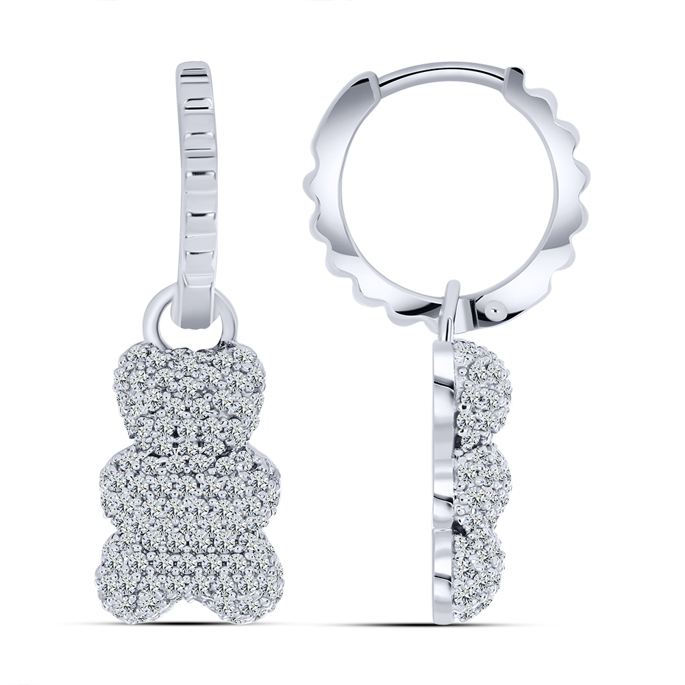 Cercei Creole din argint  cu pietre Cubic Zirconia Incolor