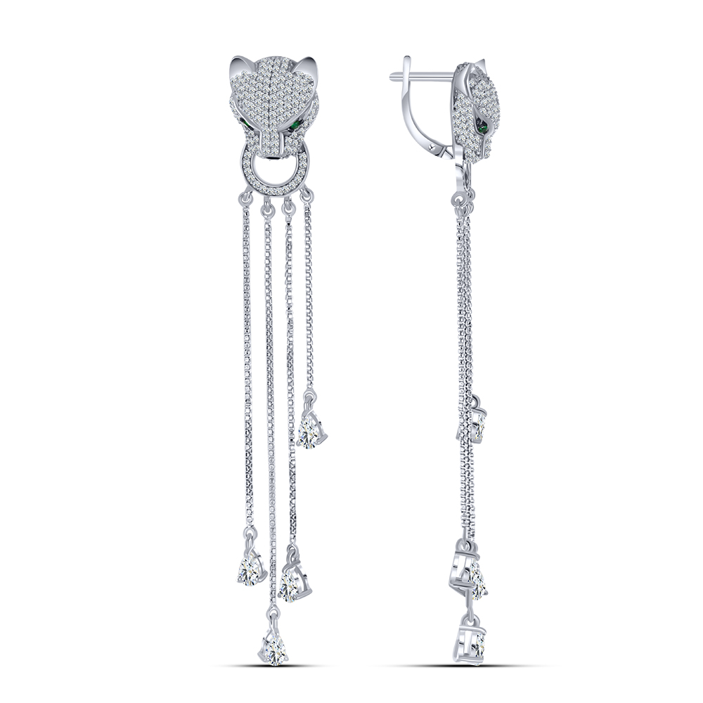 Cercei Suspendați din argint  cu pietre Cubic Zirconia Incolor, Nanosmarald