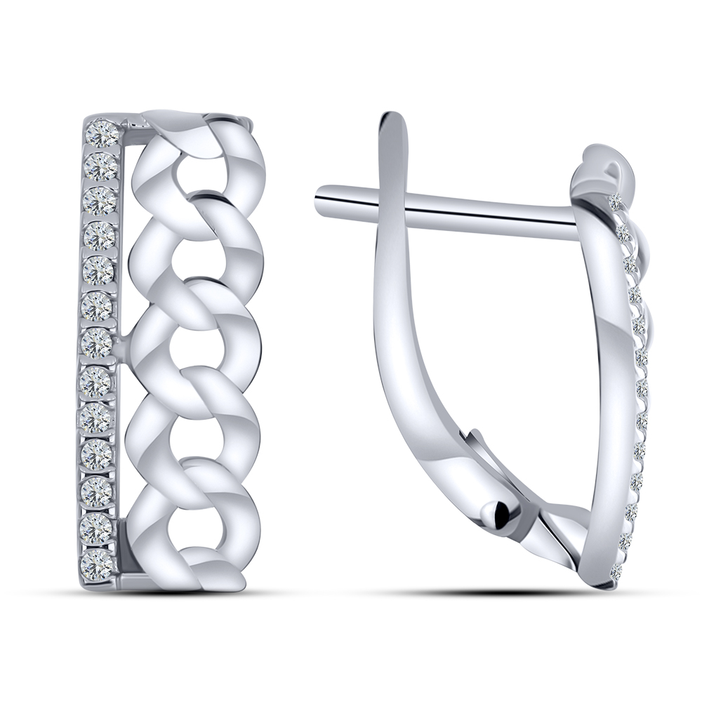 Cercei din argint  cu pietre Cubic Zirconia Incolor