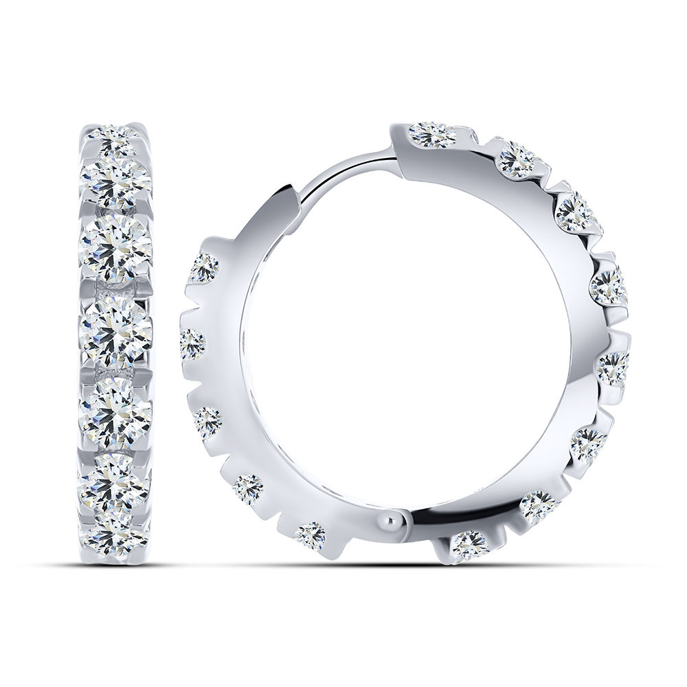 Cercei Creole din argint  cu pietre Cubic Zirconia Incolor