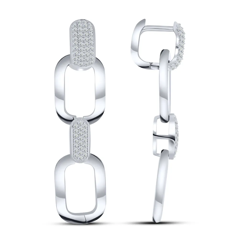 Cercei Suspendați din argint cu Cubic Zirconia Incolor