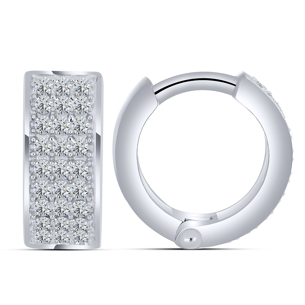 Cercei Creole din argint  cu pietre Cubic Zirconia Incolor