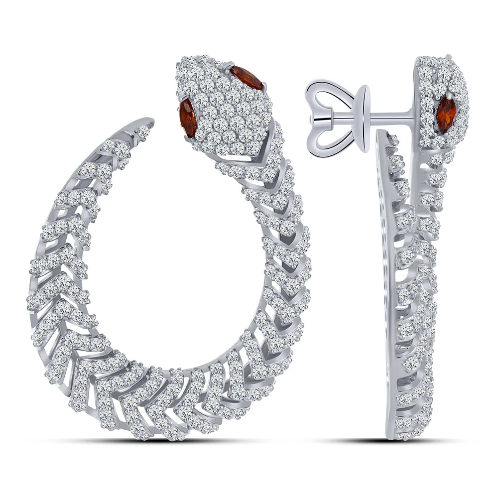 Cercei Pusete din argint cu Cubic Zirconia Incolor, Cubic Zirconia Rosu