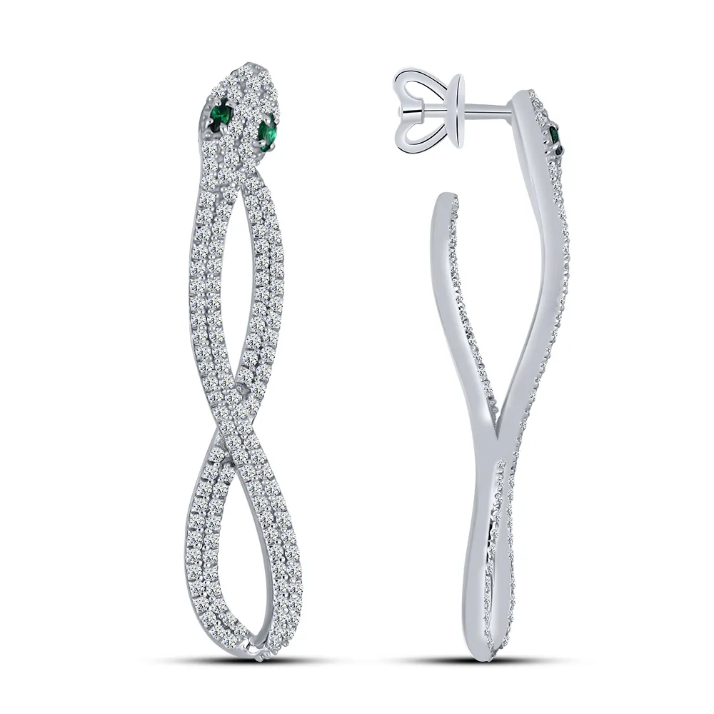 Cercei Pusete din argint cu Cubic Zirconia Incolor, Cubic Zirconia Verde