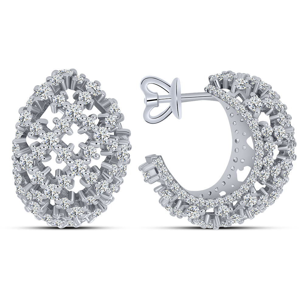 Cercei Pusete din argint  cu pietre Cubic Zirconia Incolor