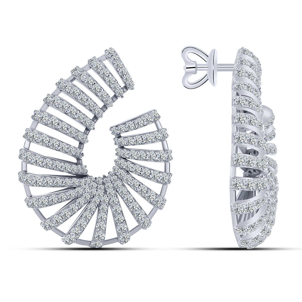 Cercei Pusete din argint  cu pietre Cubic Zirconia Incolor