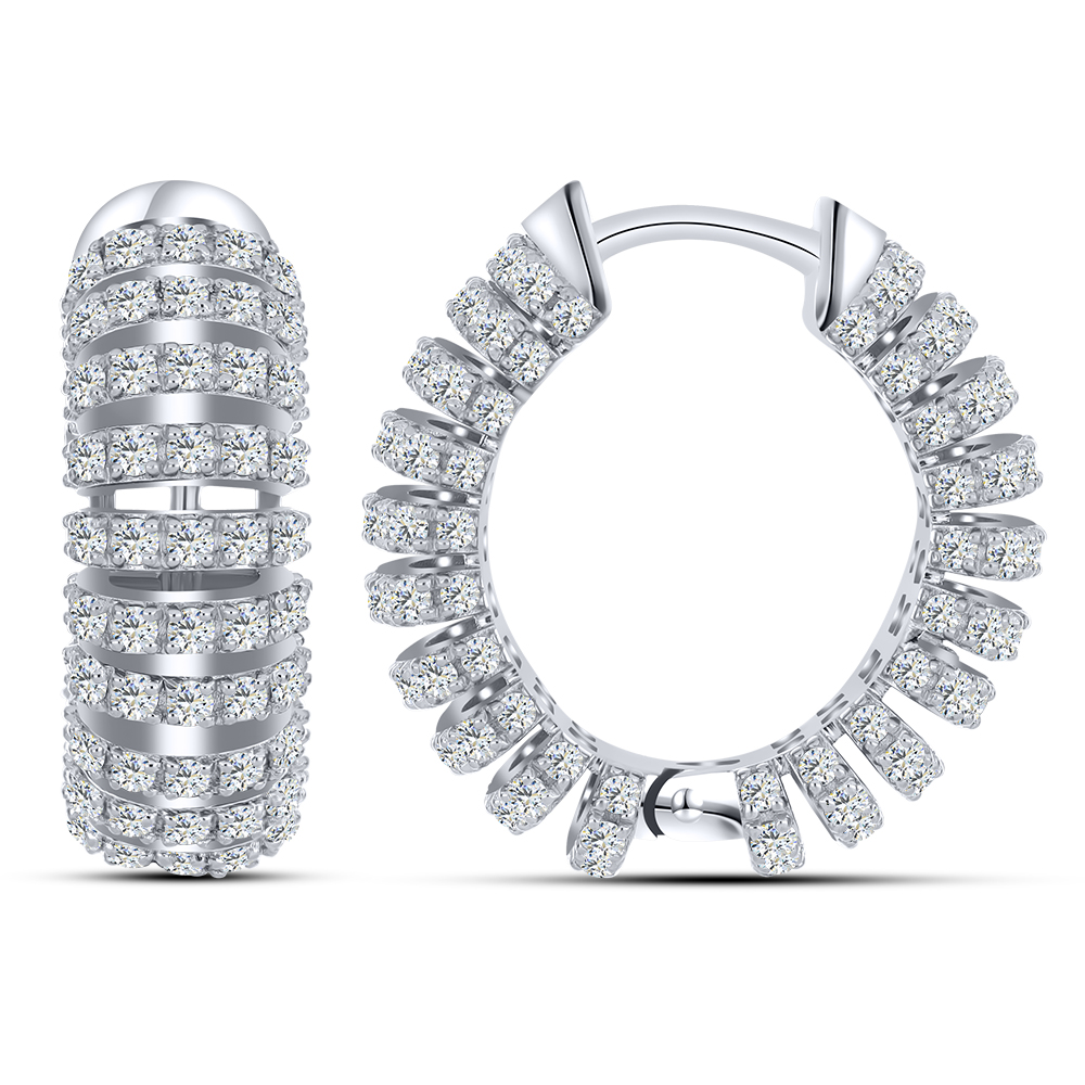 Cercei Creole din argint  cu pietre Cubic Zirconia Incolor