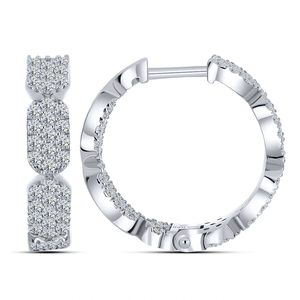 Cercei Creole din argint  cu pietre Cubic Zirconia Incolor