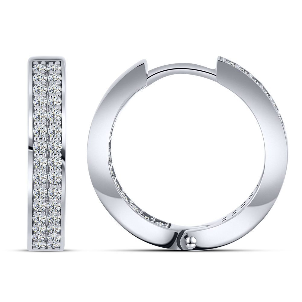 Cercei Creole din argint  cu pietre Cubic Zirconia Incolor