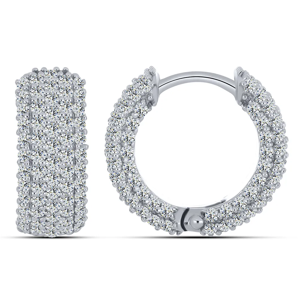 Cercei Creole din argint cu Cubic Zirconia Incolor