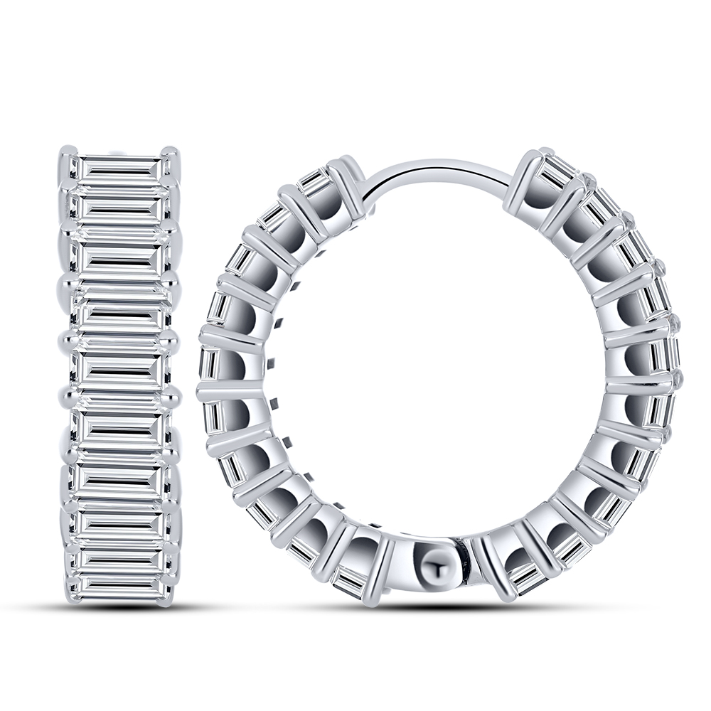 Cercei Creole din argint  cu pietre Cubic Zirconia Incolor